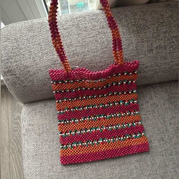 BNWT Colourful Wooden Bead Bag by Antik Kraft - Picture 4 of 11